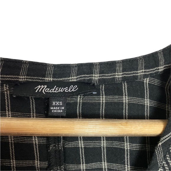 Madewell Boheme Popover Top Hayden Plaid Black White Size XXS - Picture 5 of 9